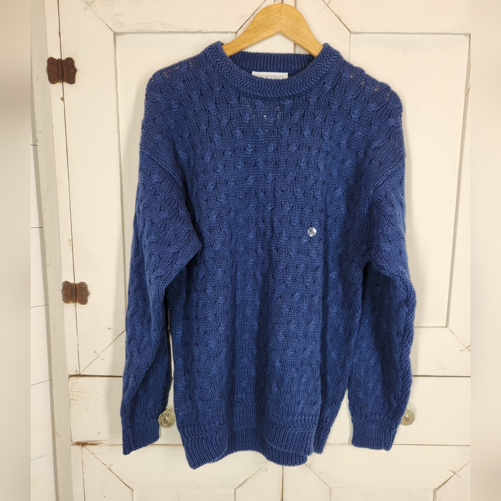 Vintage Honors Navy Blue Cable Knit Sweater Mens Medium NEW w Tags
